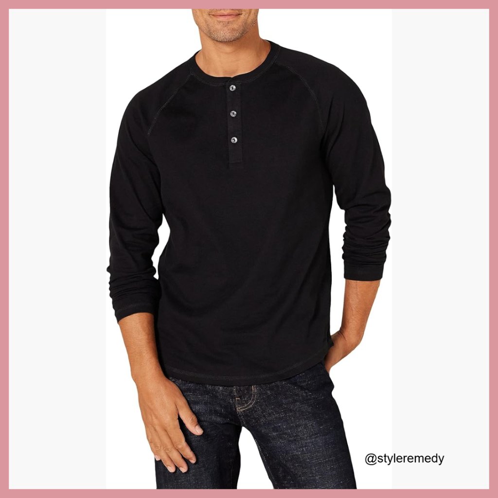 Slim-Fit Long-Sleeve Henley Shirt, 100% Cotton Jersey